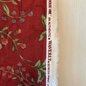 Waverly Club House Vine Red Floral Fabric 1.25 yards